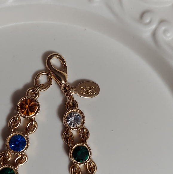 Joan River's Vintage Textured Gold/Beveled, Faceted Jewel Tone Crystal Bracelet - Picture 6 of 8